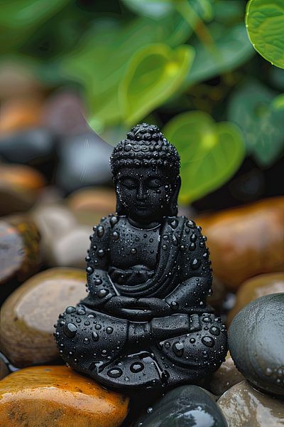 Statue de Bouddha dans un jardin zen par Poster Art Shop