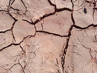 Barsten in droog landschap met zachte beige, aardetinten
