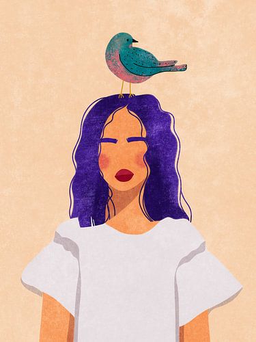 Fille avec oiseau