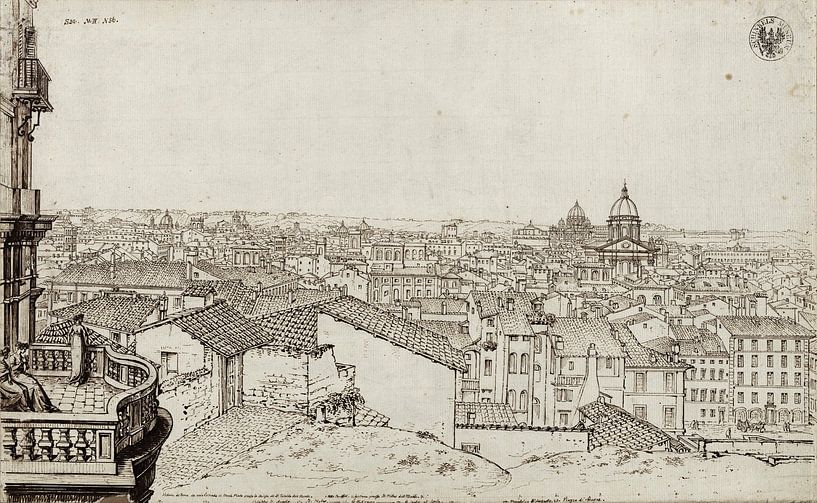 Karl Friedrich Schinkel, View of Rome from Schinkel's apartment on the Monte Pincio - 1803 - 1804 van Atelier Liesjes