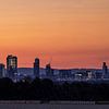 Frankfurt am Main - Skyline bij zonsopgang van Frank Herrmann