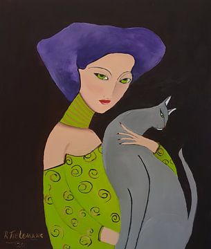 Girl with Cat by Rita Tielemans Kunst