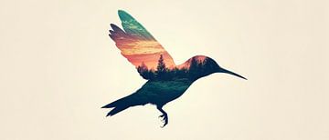 Vliegende kolibrie van Poster Art Shop