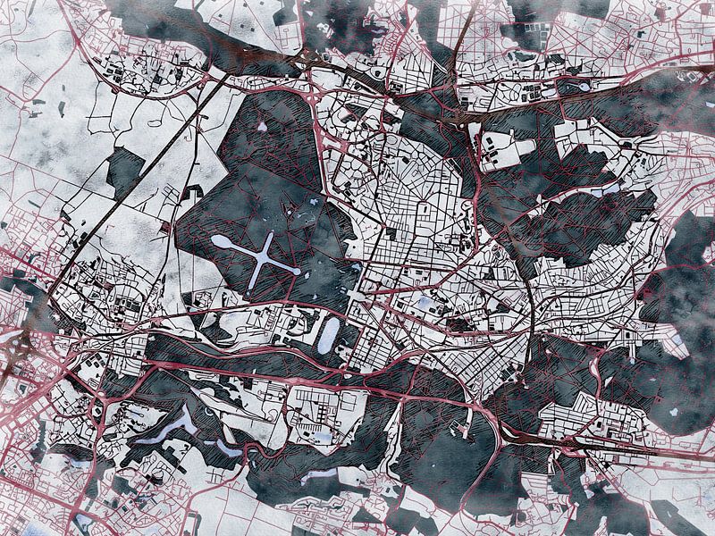 Map of Versailles with the style 'White Winter' by Maporia
