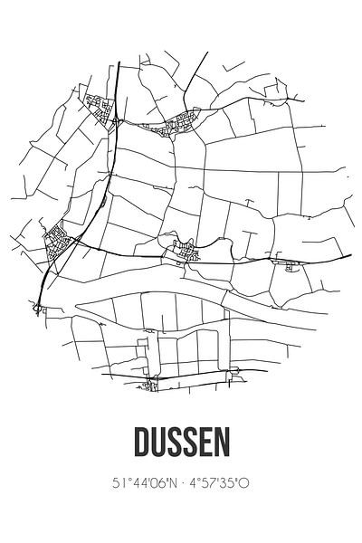 Dussen (Noord-Brabant) | Landkaart | Zwart-wit van Stad & Wand