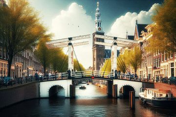 Witte Brug Amsterdam Nederland van Hendrik-Jan Kornelis