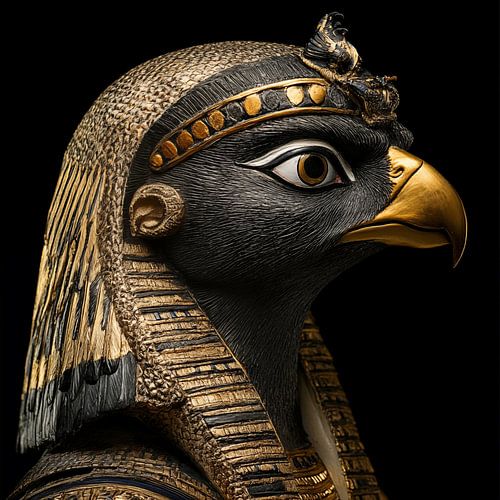 Egyptian pharaoh bird gold portrait