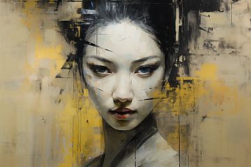 Murmure d'or : La beauté tranquille d'une geisha sur Emil Husstege