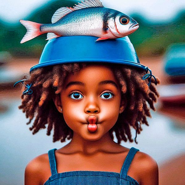 Afrikanisches Mädchen mit einem Fischmaul. von Ineke de Rijk