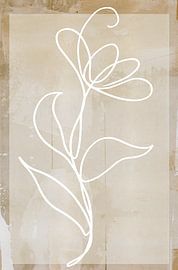 Fleur blanche minimaliste sur fond urbain - fond beige sur MadameRuiz