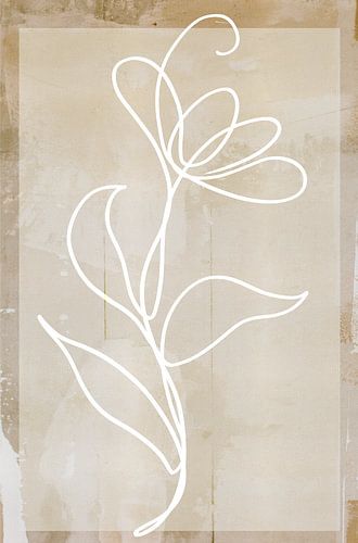Minimalistische witte bloem op een urban achtergrond - beige achtergrond van MadameRuiz