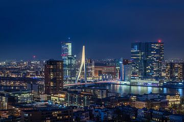 Skyline Rotterdam met Gele Erasmusbrug van mytruecolours