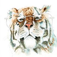 'Look at me' - painting of a cool looking tiger with glasses