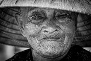 Black and white portrait Vietnamese woman