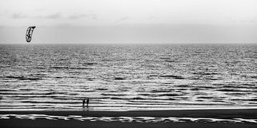 Kitesurfers op het strand van Bart Rondeel