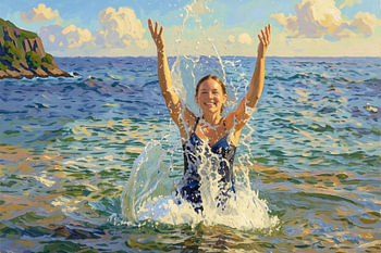'Her Face Through Time': an optical illusion of a splashing woman in the sea