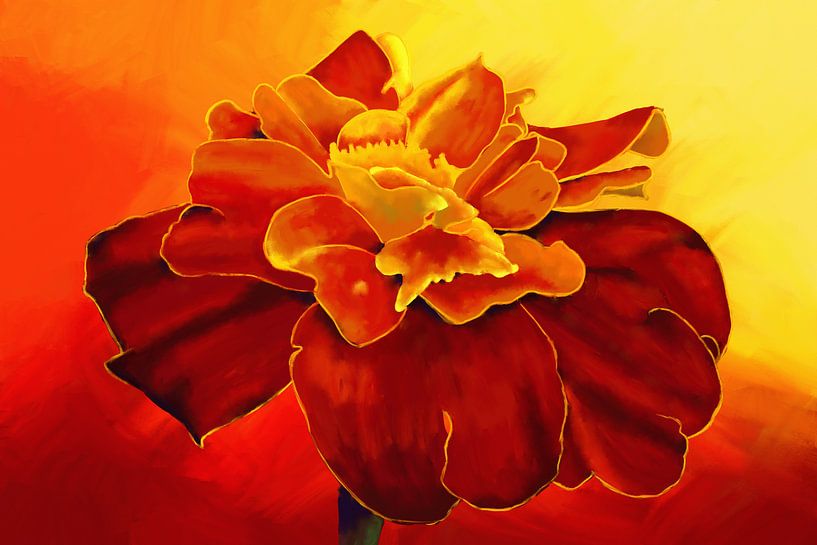Painting of a Marigold flower by Tanja Udelhofen