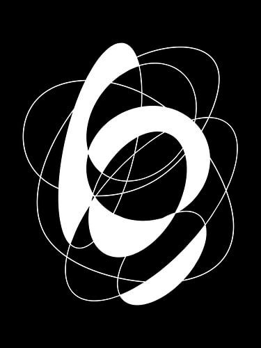 Abstract organic geometric art in black and white