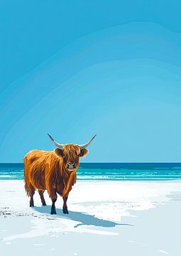 Hooglandse koe aan zee van Niklas Maximilian