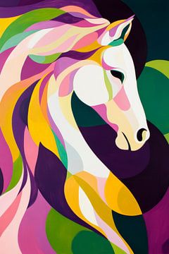 Kleurrijk paardenportret - dynamisch en modern van Poster Art Shop