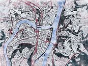 Kaart van Koblenz center in de stijl 'White Winter' van Maporia thumbnail