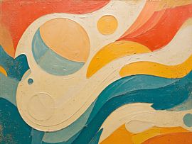 Abstract shapes in terracotta and ochre yellow by STUDIO ARTSY