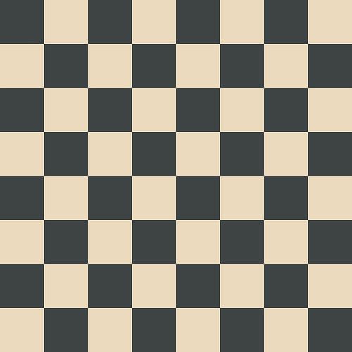 Kunst met dambord in beige en zwart