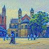 The church twins of Maastricht in the style of Van Gogh: Saint Servatius Basilica and St John's Chur by Slimme Kunst.nl