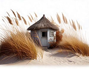 Eine Hütte auf einer Sanddüne