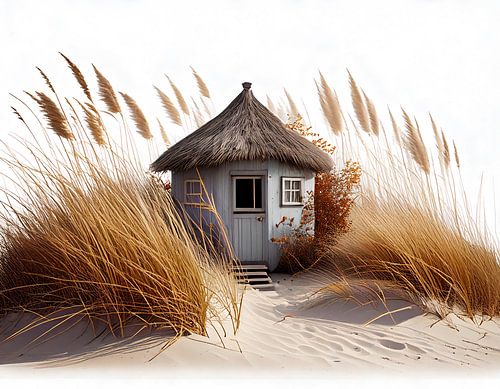 Een hut op een zandduin