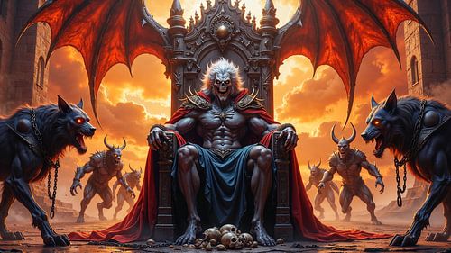 Dark Fantasy Edition: NOCTHARYX - Der Höllenwächter auf dem Thron der Verdammnis | Kunst & Fine Art Prints von INFERAURUM