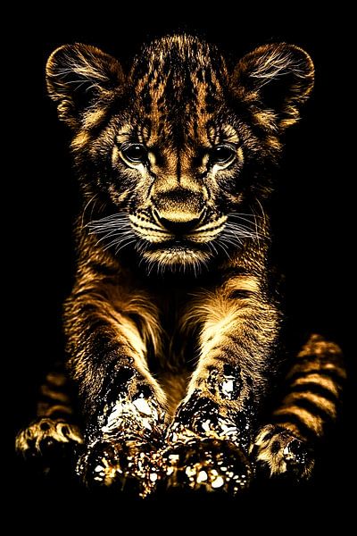 Lionceau doré avec contraste par Imperial Art House