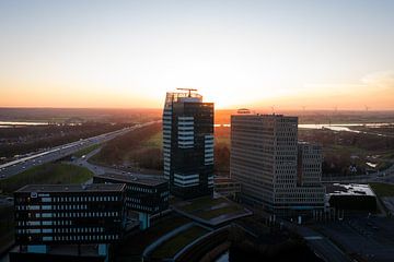 Sunset at the IJssel Tower in Zwolle by Thomas Bartelds