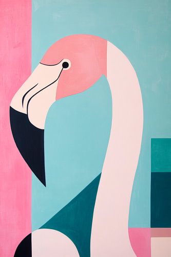 Geometrische flamingo in zachte kleuren