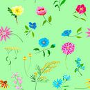 Fleurig naadloos bloemenpatroon op groene achtergrond van Ivonne Wierink thumbnail