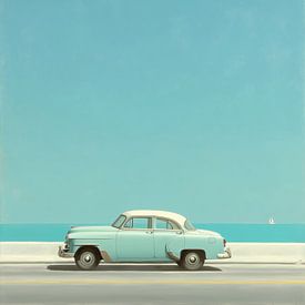 Oldtimer drives along Pacific Coast Highway, California by Lauren Wilde