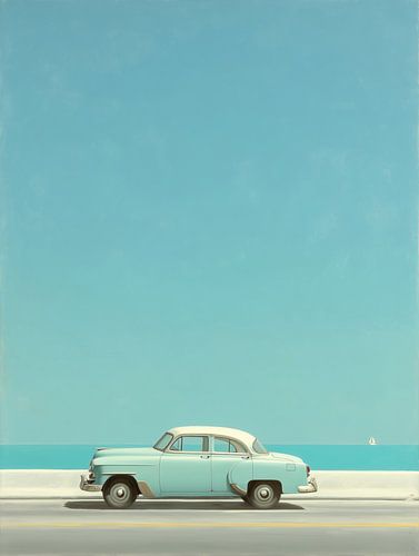 Oldtimer rijdt langs de Pacific Coast Highway, Californië