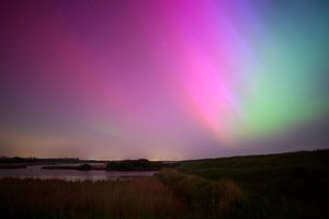 Die Inlagen von Noord-Beveland mit Nordlicht