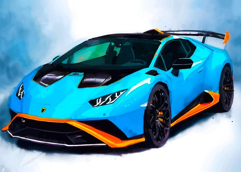 Lamborghini Huracán STO aquarel van MIROKKU