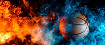 Basketball in fire and ice fog by Poster Art Shop