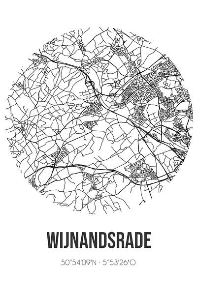 Wijnandsrade (Limburg) | Map | Black and white by Prints of Place