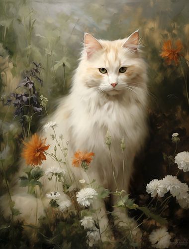 Witte Kater in Bloemenweelde