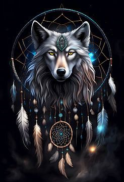 Wolf Dreamcatcher Indian Mystical Power Animal by Creavasis
