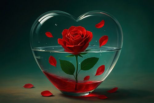 Rose rouge dans un verre transparent