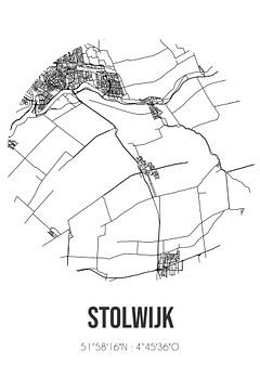 Stolwijk (Zuid-Holland) | Landkaart | Zwart-wit van MijnStadsPoster