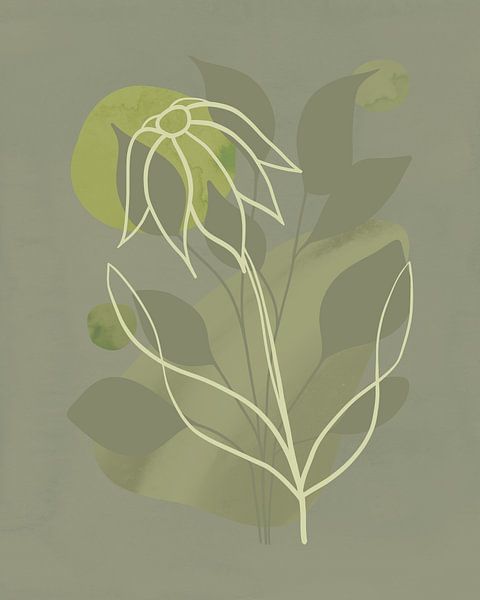 Minimalistische illustratie in groen-grijs van Tanja Udelhofen