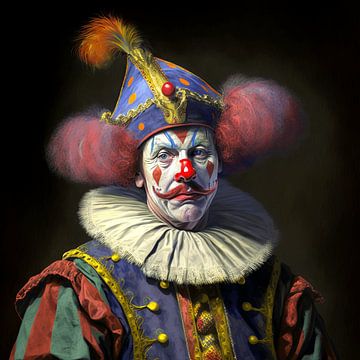 Oude Meester Clown Portret Barok Kostuum Expressie van gm_designs