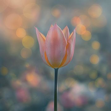 Pink tulip with bokeh by Mel Digital Art