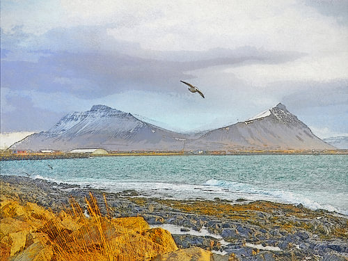 The beach in Akranes, Iceland
