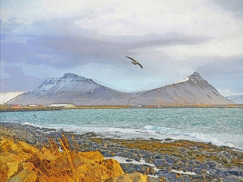 Am Strand in Akranes, Island von Frans Blok